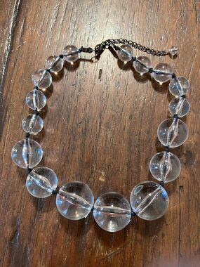 Clear Graduated Orb Bead Statement Necklace Pools of Light Style